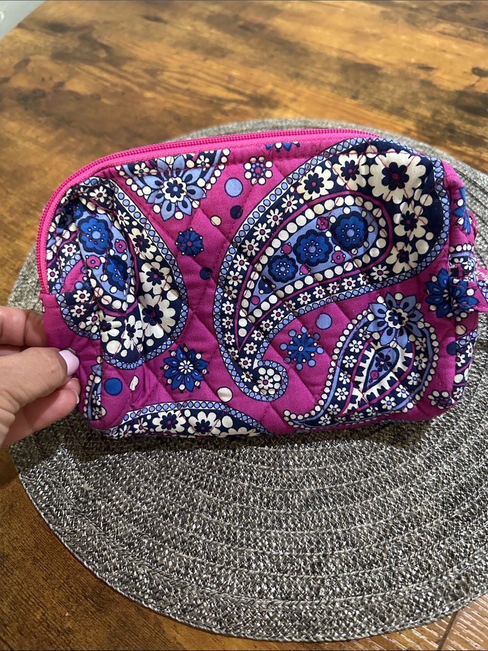 Vera Bradley Quilted Paisley Cosmetic Case - Magenta & Blue